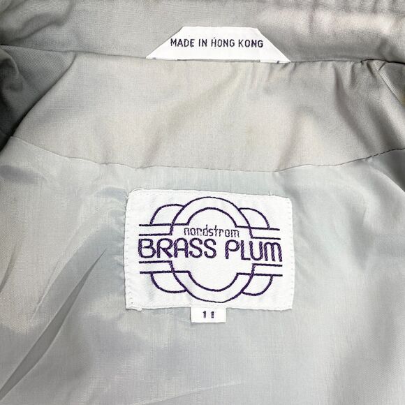 VTG Nordstrom Brass Plum Dress Trench Coat Size 11 Retro Modest Minimalist Gray - Picture 9 of 10